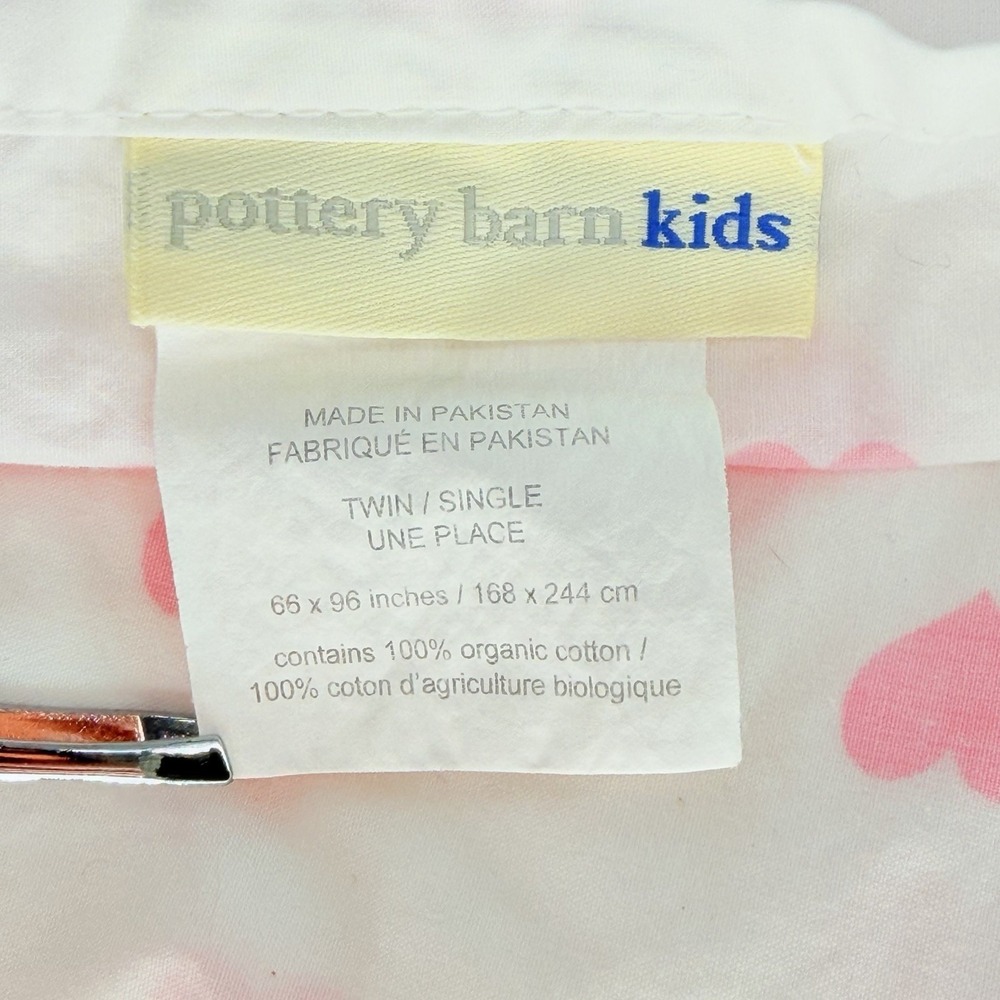 Pottery Barn Kids Twin Flat Sheet Pink Hearts Organic Cotton 66x96 Bedding - Picture 3 of 3